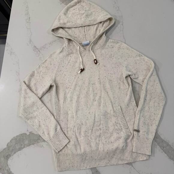 Columbia Sportswear Hooded Knit Pullover Sweater Women's Medium Speckled Ivory - Picture 1 of 8